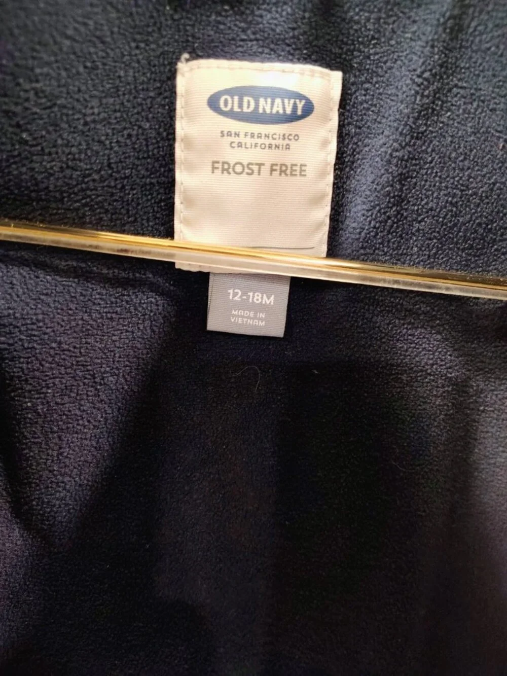Old Navy Baby Toddler Navy Blue Puffer Vest, Fleece Lined, 12-18 Mo EUC